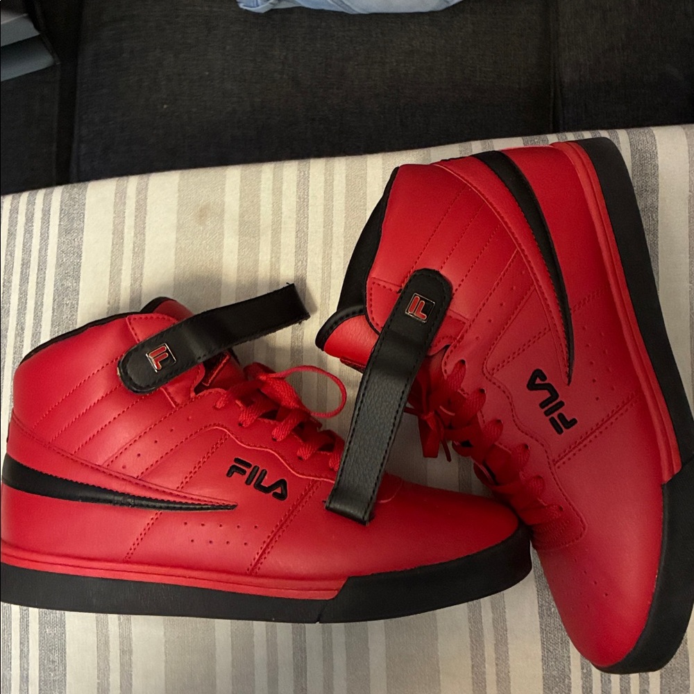 Fila Red and Black High-Top Sneakers